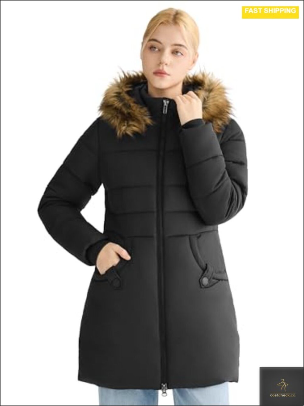 Women's Quilted Long Puffer Coat Waterproof Windproof